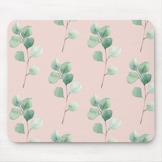 Moderne Aquarellmuster-Blätter Mousepad (Vorne)