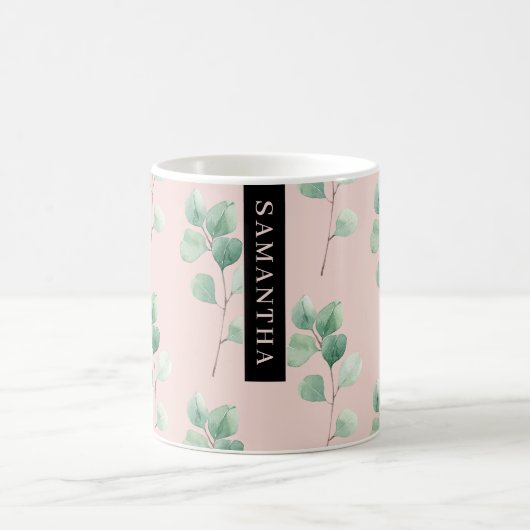 Moderne Aquarellmuster mit Namen Kaffeetasse (Mittel)