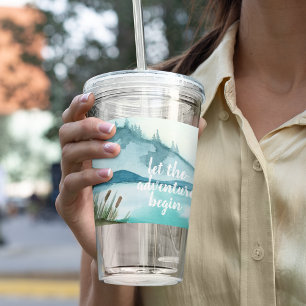 Moderne Aquarellnatur Das Abenteuer beginnt Acryltrinkbecher