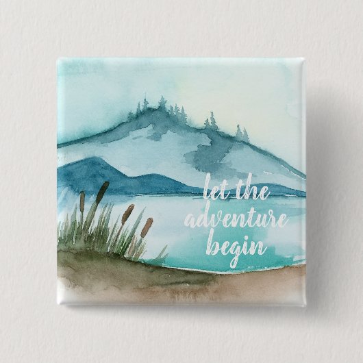 Moderne Aquarellnatur Das Abenteuer beginnt Button (Vorderseite)