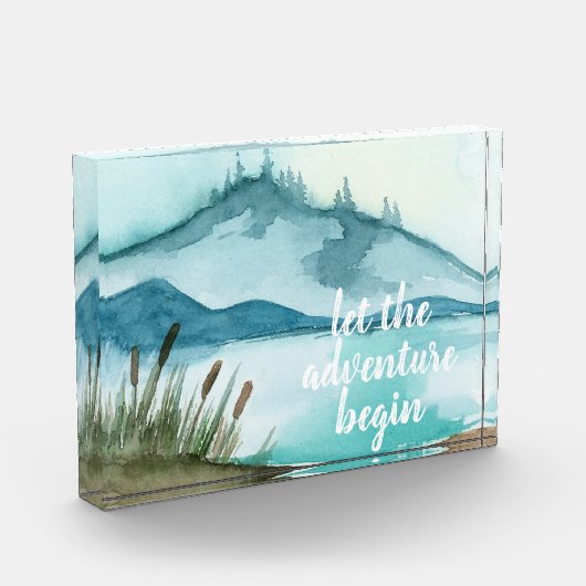 Moderne Aquarellnatur Das Abenteuer beginnt Fotoblock (Links)