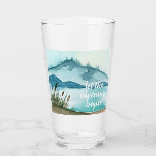 Moderne Aquarellnatur Das Abenteuer beginnt Glas (Vorderseite)