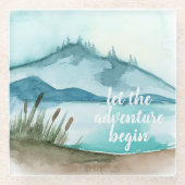 Moderne Aquarellnatur Das Abenteuer beginnt Glasuntersetzer (Vorderseite)