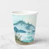Moderne Aquarellnatur Das Abenteuer beginnt Pappbecher (Rückseite)