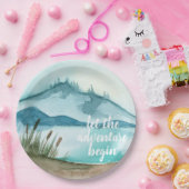 Moderne Aquarellnatur Das Abenteuer beginnt Pappteller (Party)