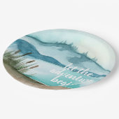 Moderne Aquarellnatur Das Abenteuer beginnt Pappteller (Schrägansicht)