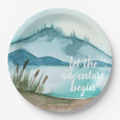 Moderne Aquarellnatur Das Abenteuer beginnt Pappteller (Vorderseite)