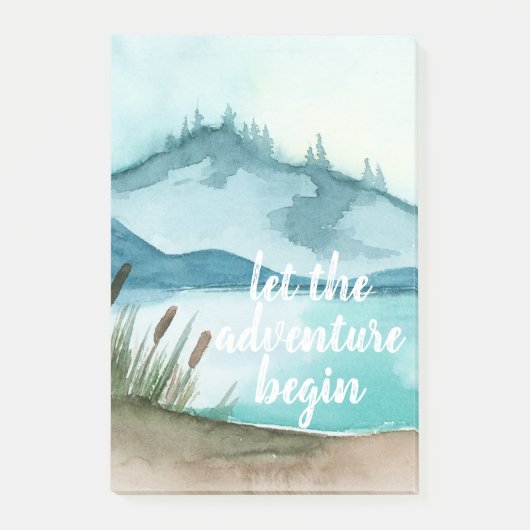 Moderne Aquarellnatur Das Abenteuer beginnt Post-it Klebezettel (Vorderseite)
