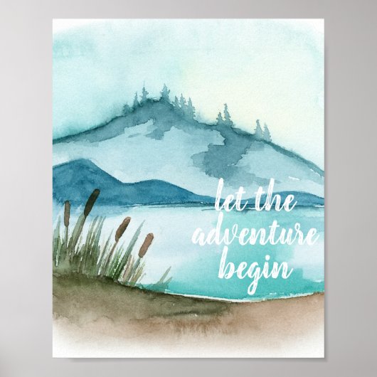 Moderne Aquarellnatur Das Abenteuer beginnt Poster (Vorne)