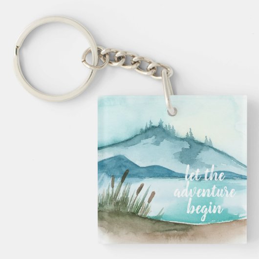 Moderne Aquarellnatur Das Abenteuer beginnt Schlüsselanhänger (Vorderseite)