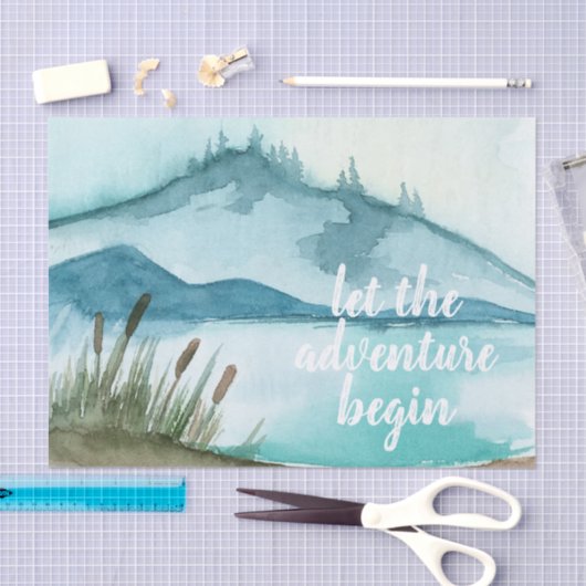 Moderne Aquarellnatur Das Abenteuer beginnt Seidenpapier (Handwerk)