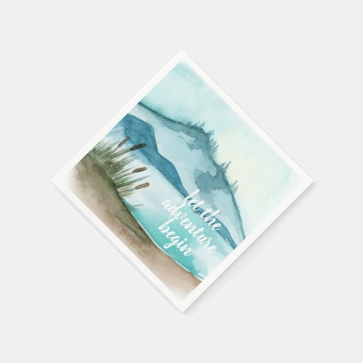 Moderne Aquarellnatur Das Abenteuer beginnt Serviette (Ecke)