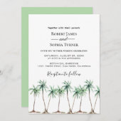 Moderne Aquarellpalme Tree Einladung zur Hochzeit (Vorne/Hinten)
