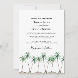 Moderne Aquarellpalme Tree Einladung zur Hochzeit