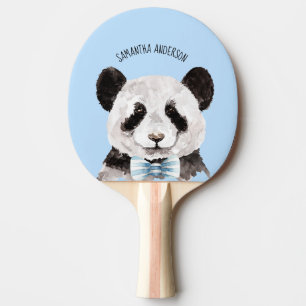Moderne Aquarellpanda mit Namen und Pastellblau Tischtennis Schläger
