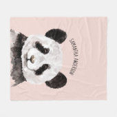 Moderne Aquarellpanda mit Namen und Pastellrosa Fleecedecke (Vorderseite (Horizontal))