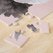 Moderne Aquarellpanda mit Namen und Pastellrosa Puzzle (Seite)