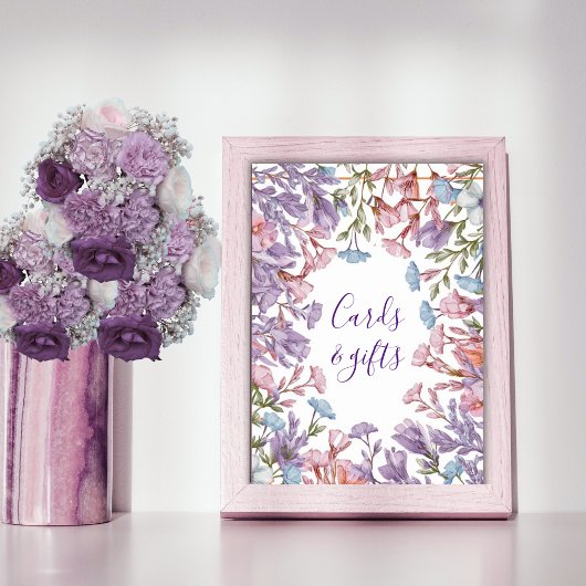 Moderne Aquarellpastellfarben lila rosa Wildblume  Poster