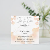 Moderne Aquarellpfirsichfarben Save the Date Hochz (Stehend Vorderseite)