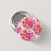 Moderne Aquarellpinken-Blume Button (Vorne & Hinten)