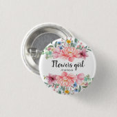 Moderne Aquarellpinken-Blume Button (Vorne & Hinten)