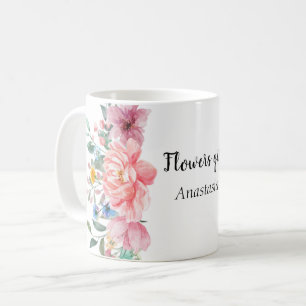 Moderne Aquarellpinken-Blume Kaffeetasse
