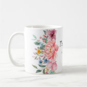 Moderne Aquarellpinken-Blume Kaffeetasse (Links)