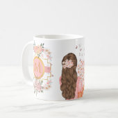 Moderne Aquarellpinken Blume M Monogram für sie Kaffeetasse (Vorderseite Links)