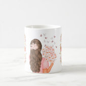 Moderne Aquarellpinken Blume M Monogram für sie Kaffeetasse (Mittel)