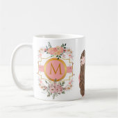 Moderne Aquarellpinken Blume M Monogram für sie Kaffeetasse (Links)
