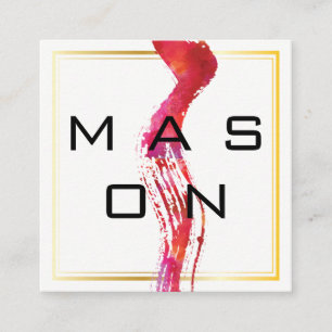 Moderne Aquarellpinsel Gold Rahmen Quadratische Visitenkarte