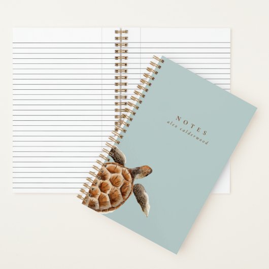 Moderne Aquarellschildkröte Personalisiert Notizblock (Innen)