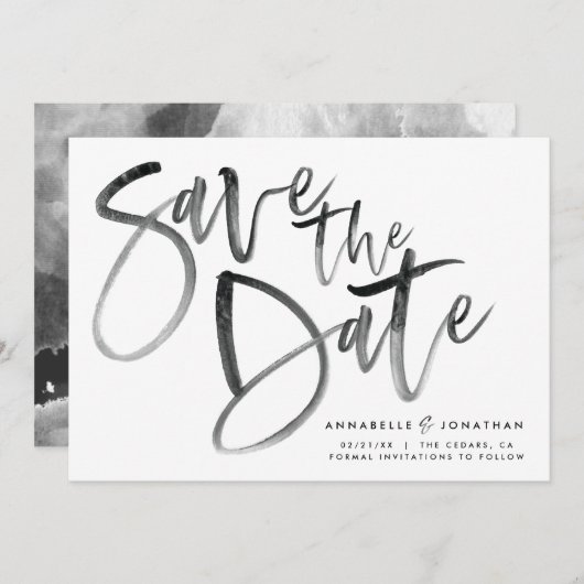 Moderne Aquarellschrift Schrift Hochzeit einfach Save The Date (Vorne/Hinten)