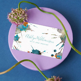 Moderne Aquarellschrift Silber Türkis Spritzer Dre Visitenkarte