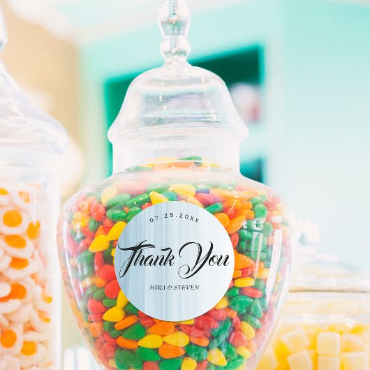 Moderne Aquarellstrandhochzeit danke Runder Aufkleber