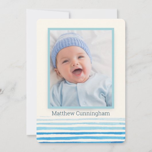 Moderne Aquarellstreifen Taufe Einladung (Rückseite)