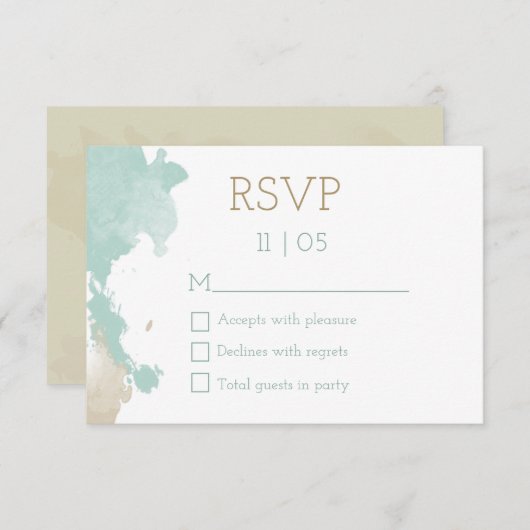 Moderne Aquarellstrümpfe Hochzeitsszenarien RSVP Karte (Vorne/Hinten)