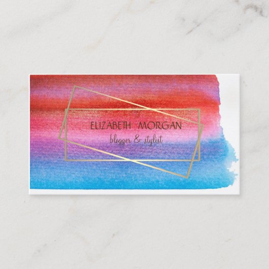 Moderne Aquarelltasche, Goldrahmen Visitenkarte (Vorderseite)