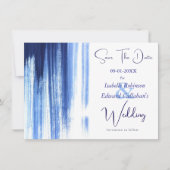 Moderne Aquarelltöne mit roten Pinselstrichen Save The Date (Vorderseite)