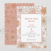 Moderne Aquarelltonröhre Rosa Blütenblüte Save The Date (Vorne/Hinten)