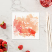 Moderne Aquarelltränke Korallenriff Pfirsichhochze Serviette (Beispiel)