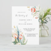 Moderne Aquarelltulips qr Hochzeit Einladung (Stehend Vorderseite)