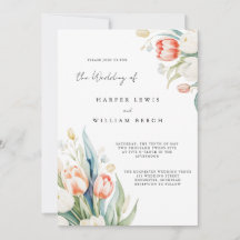 Moderne Aquarelltulips qr Hochzeit