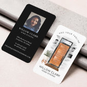 Moderne Aquarelltür aus Holz mit Vordertür im Mitt Visitenkarte