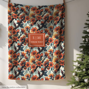 Moderne Aquarelltüte in Salbei und Kupfer Fleecedecke