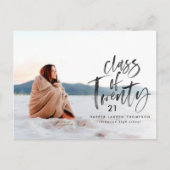 Moderne Aquarelltypografie Graduate Foto invita Einladungspostkarte (Vorderseite)