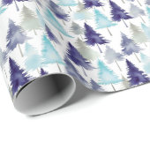 Moderne Aquarellweiden Weihnachtsbäume Gemustert b Geschenkpapier (Rolleneckpunkt)