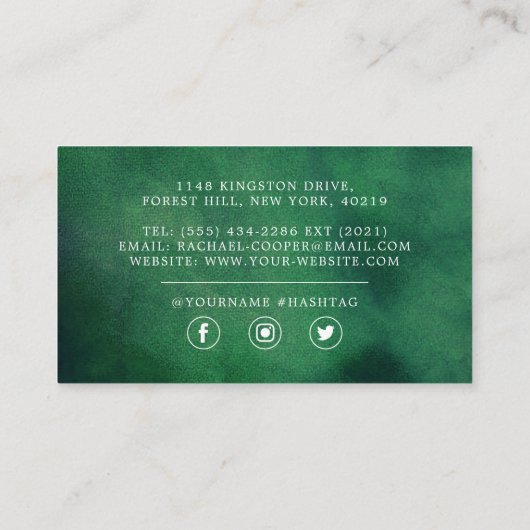 Moderne Aquarellwiesen Grünanlagen und Gärten Visitenkarte (Rückseite)