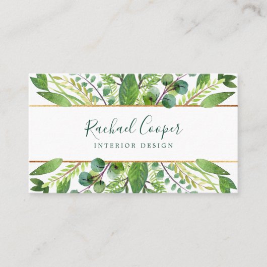 Moderne Aquarellwiesen Grünanlagen und Gärten Visitenkarte (Vorderseite)