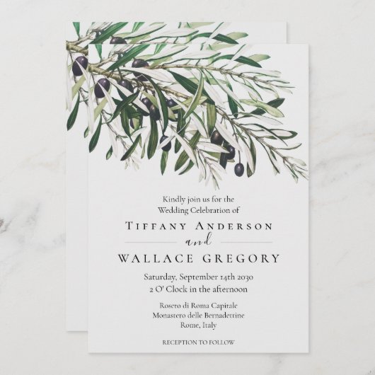 Moderne Aquarellwiesen Grünpflanzen Botanischer Ol Einladung (Vorne/Hinten)